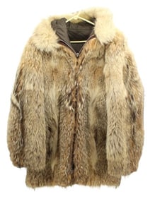 Vintage Coyote Fur Hooded Coat