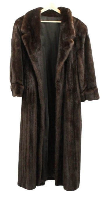 Full  Length Men's Dark Brown Mink Fur Coat (1 of 15)