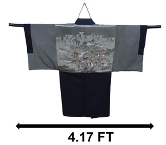 Japanese Dark Blue Men's Silk Kimono