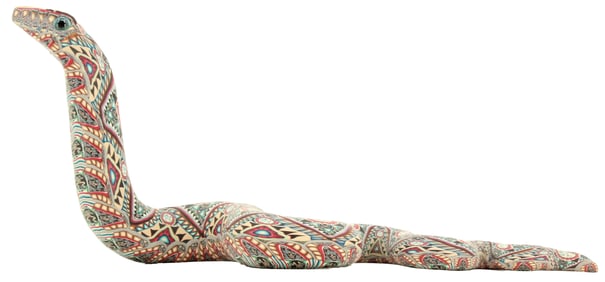 Jon Anderson (Born 1960) American/Balinese, Psychedelically Painted Clay Snake with Glass Eyes