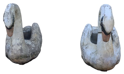 Pair of Concrete Swan Planters by the Concrete Machinery Company