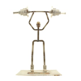 Stainless Steel Nuts and Bolts Weight Lifter Sculpture
