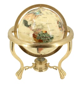 Cut Gemstone and Mother-of-Pearl Globe