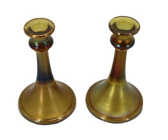 Pair of Iridescent Candlesticks