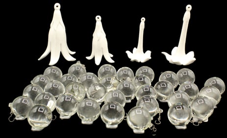 4 Ceramic and 34 Glass Christmas Tree Ornaments