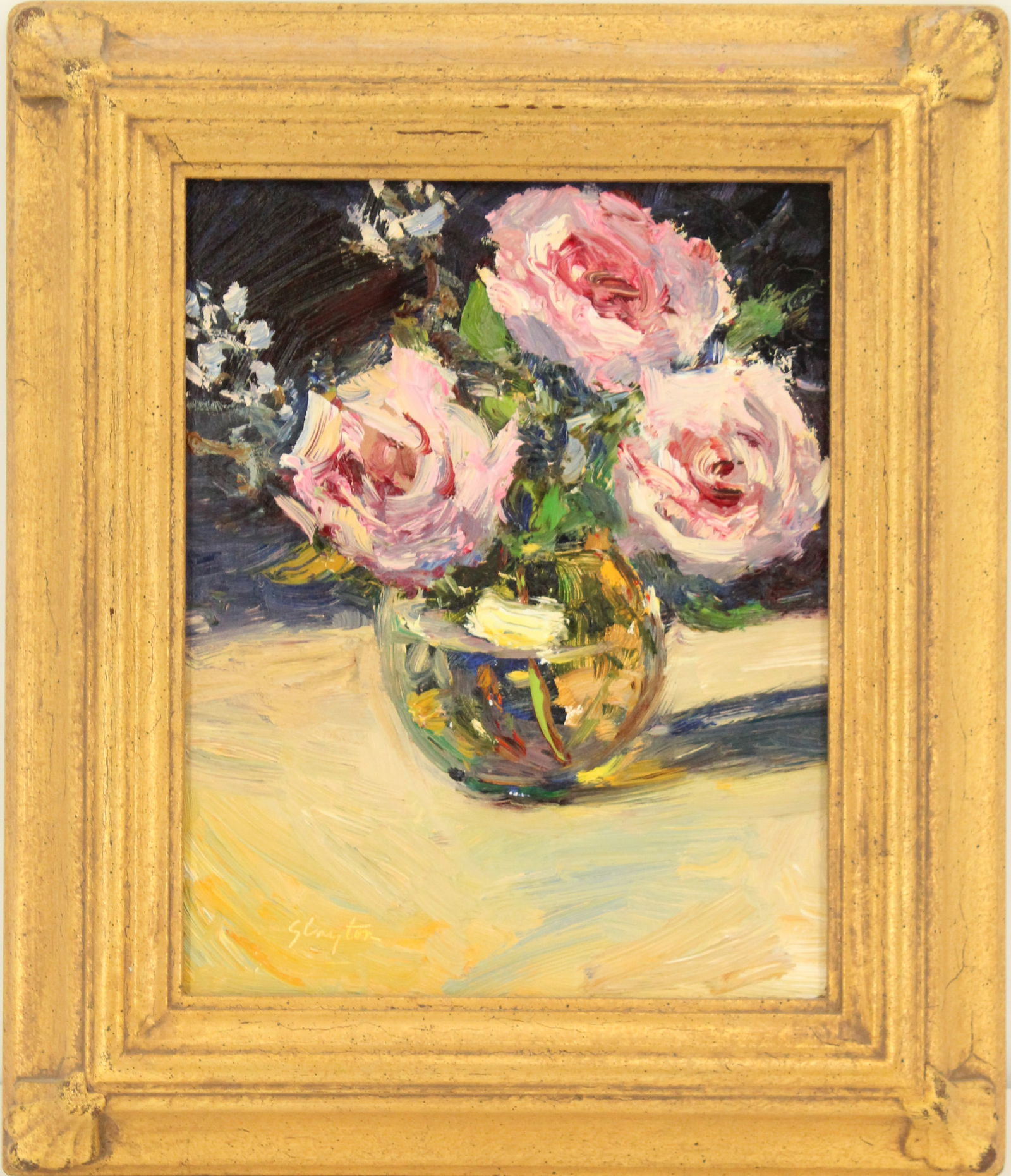 G. Eric Slayton (Born 1945) American, Oil Painting "Little Pink Roses" (1 of 11)