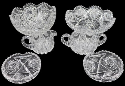 Group of 6 As is Cut to Glass Tableware Items