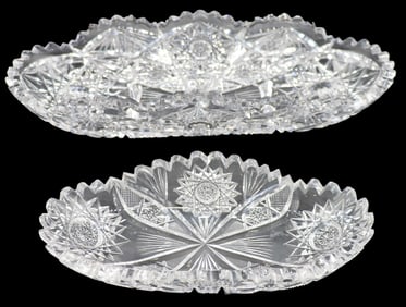 Two Oval Shaped Crystal Bowls