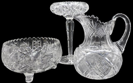 Group of 3 Cut Glass Pieces