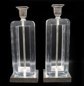 (2) Mid Century Modern Lucite Candlesticks