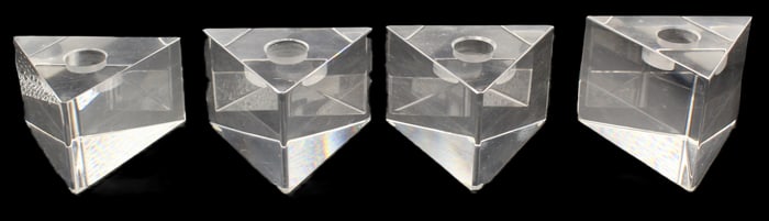 (4) Modern Triangular Lucite Candleholders