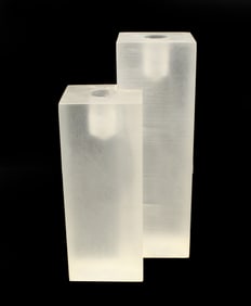 (2) Mid Century Modern Two-in-One Frosted Lucite Candle Holder