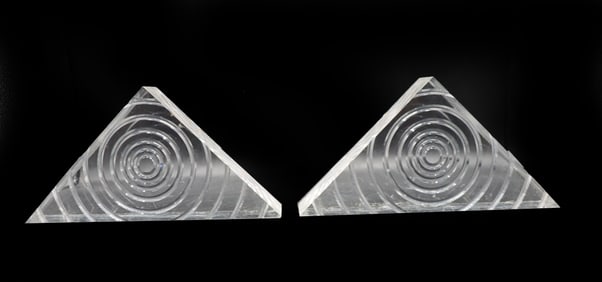 (2) Glass Triangular Paper Weights