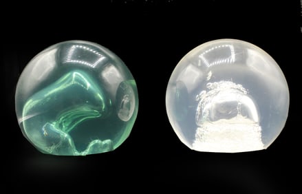 (2) Acrylic Globe Paperweights