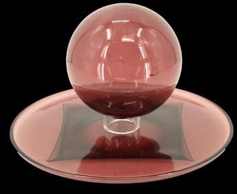 3 Piece Oleg Cassini Decorative Art Glass - Ball on Stand on Saucer