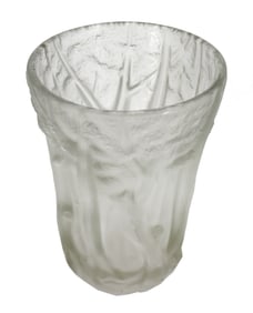 Frosted Art Glass Vase with Forest Design