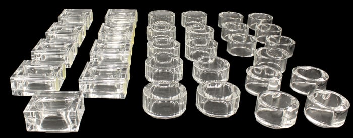 Oleg Cassini (1913-2006) Russian/American, 30 Vintage Lucite Napkin Rings