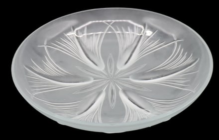 Art Deco Papyrus Pattern Centerpiece Glass Bowl
