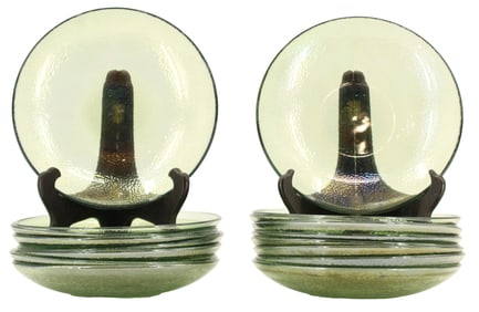 Set of 17 Italian Shallow Textured Glass Bowls