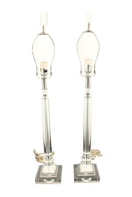 Pair of Mid Century Modern Lucite Table Lamps