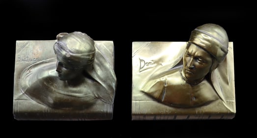 Dante and Beatrice Metal Bookends