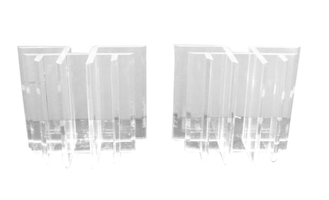 (2) Mid Century Modern Lucite Desk Organizer Sculptures / Table Bases