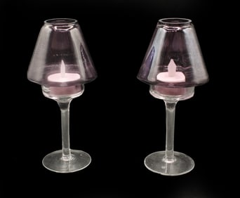 (2) Glass Tealight Candle Stands