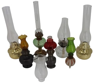 (6) Oil Lamps + 1 Extra Shade