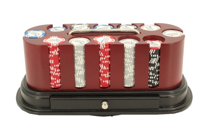 World Poker Tour Chips, Playing Cards, and Portable Oval Spinning Chips Rack