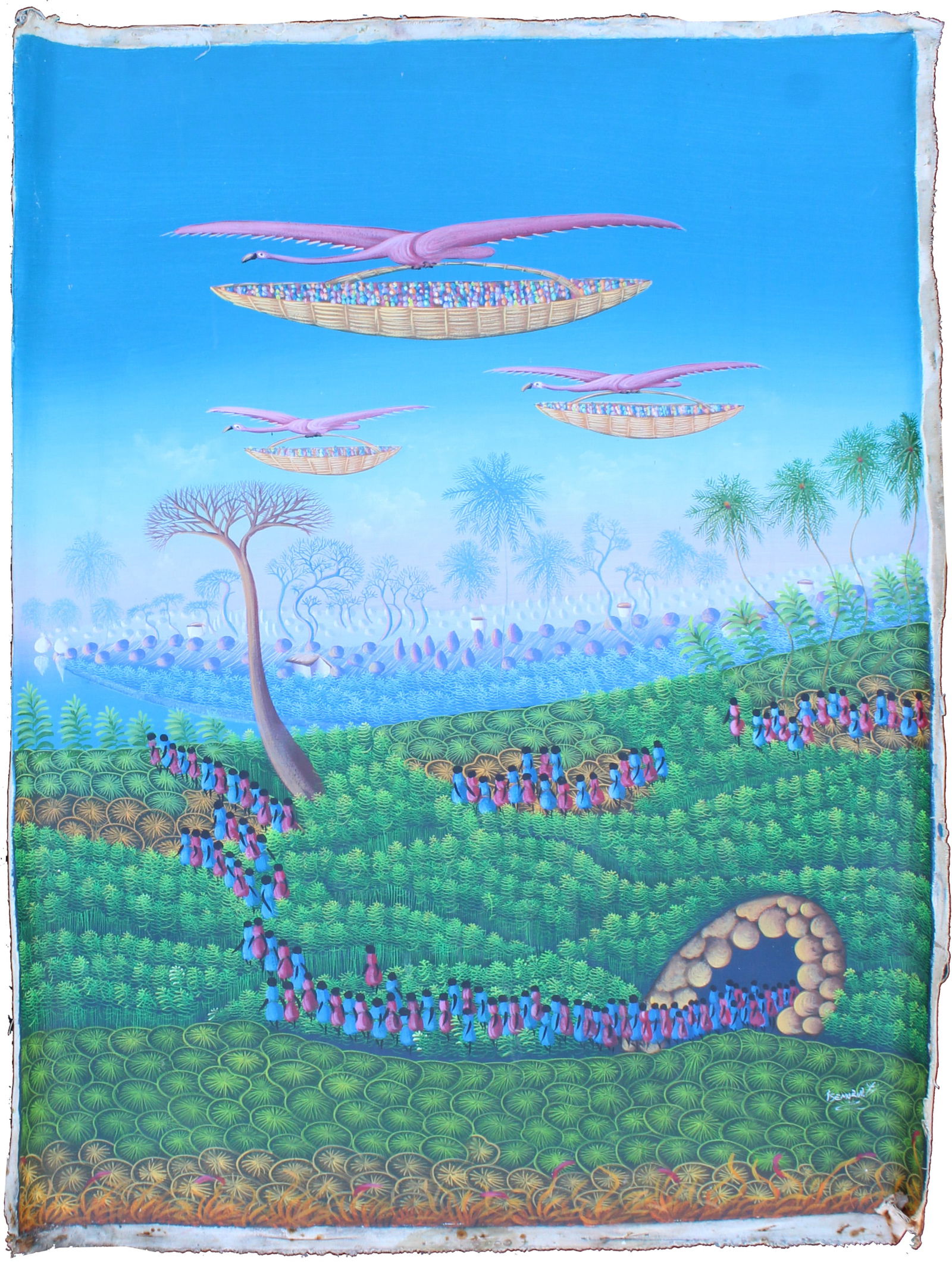 Fritzner Isemorin (Born 1971) Haitian, Vertical Landscape Acrylic on Canvas (1 of 15)