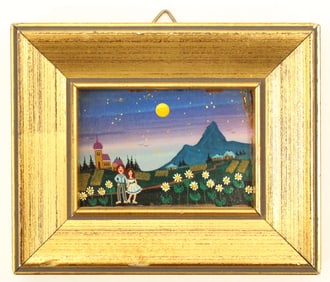 Iris Daniels (1959-2024) German, Hand Painted Tile, Night Scene