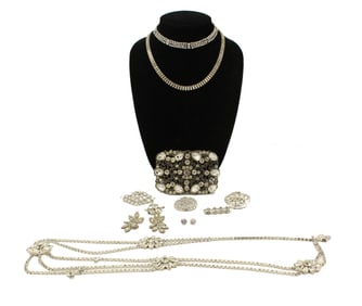 (13) Pieces of Rhinestone Jewelry