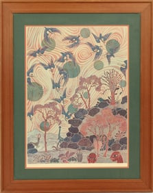 Jesse Patrick Allen (Born 1936) American, Color Lithograph "Birds Flocking: Evening"