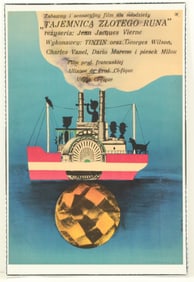 Vintage 1961 Polish Film Poster, "Tintin and the Quest of the Golden Fleece"