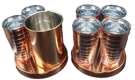 Acrylic Tervis Tumblers and Copper Trays and Ice Bucket