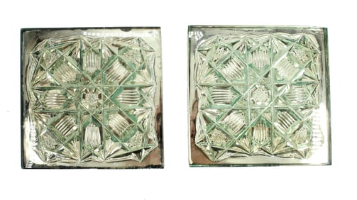 (2) Decorative Cross-Pattern Crystal Coasters