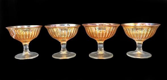 (4) Vintage Orange Goblets