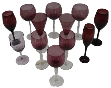 12 Various Stemware Glasses in Red Hues