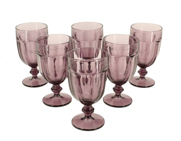 6 Libbey Amethyst Gibraltar Dura Tuff Iced Tea Glasses