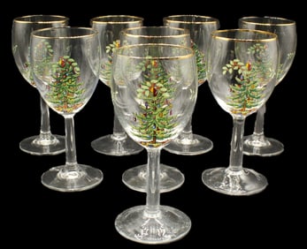 (8) Spode Christmas Tree Goblets