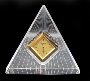 Japanese Bulova Hoya Crystal Art Glass Sculptural Clock