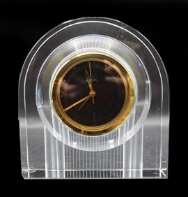 Mid-Century Modern Bulova Glass Mantel Clock