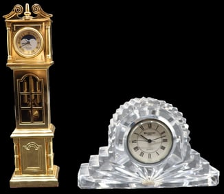 2 Miniature Clocks, Waterford and Bulova