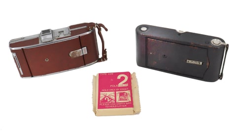 Group of (2) Vintage Cameras and Packet of Polaroid Slides