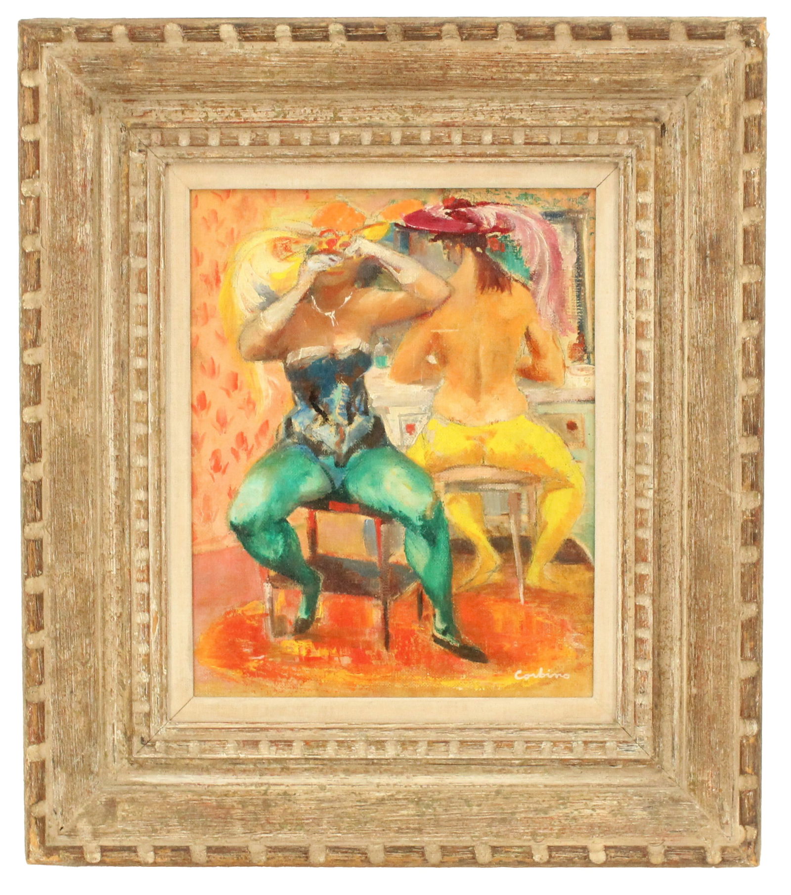 Jon Corbino (1905-1964) American, Oil on Canvas, Dancing Girls Dressing Room (1 of 14)