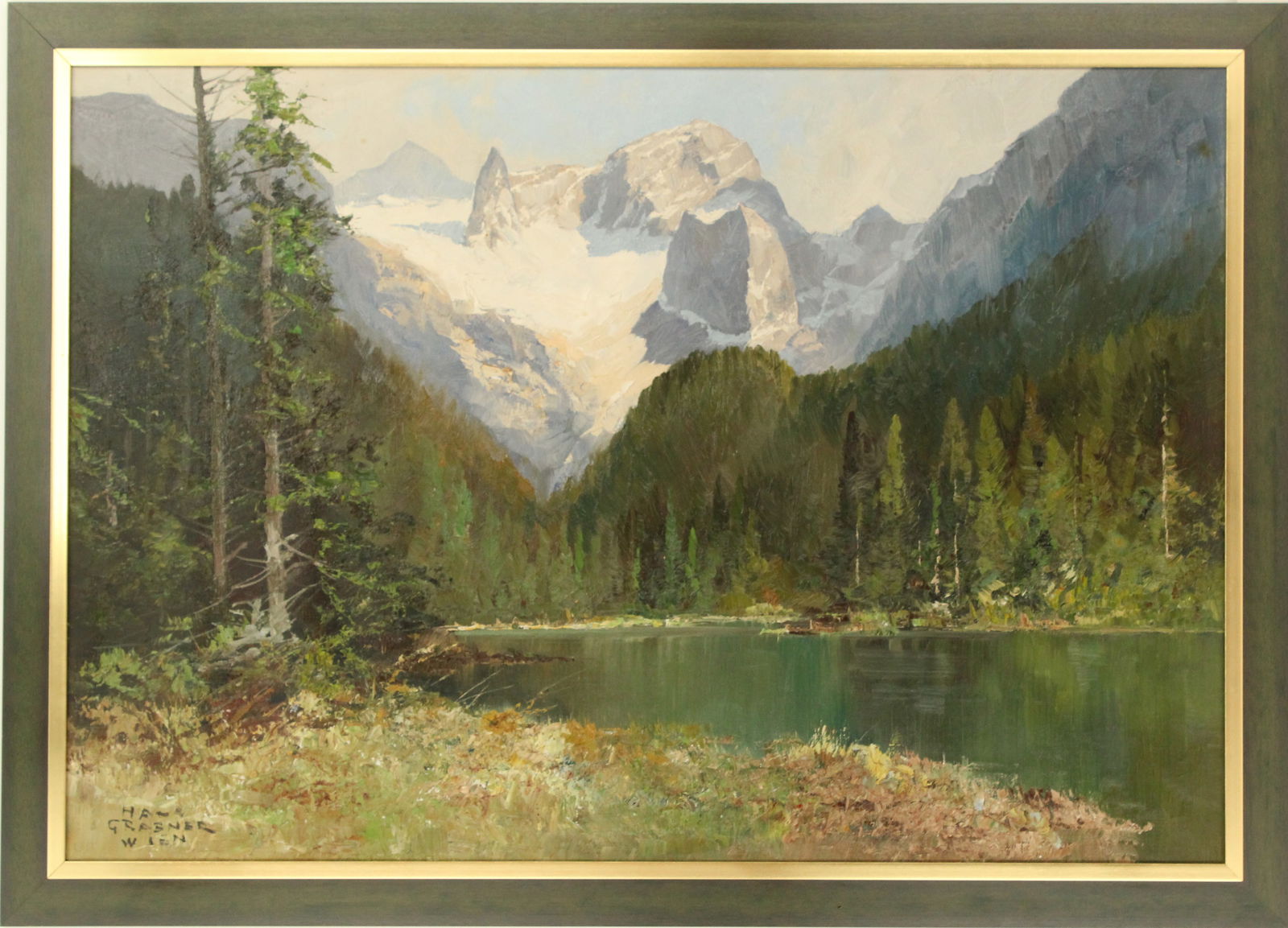 Hans Grabner (20th Century) Austrian, Alpine Landscape Oil on Canvas Painting (1 of 13)