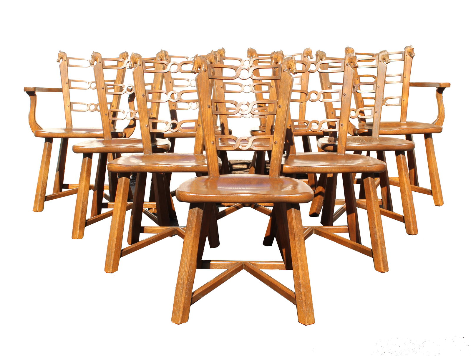 (10) Set of Rom Webber Equestrian Carved Side Chairs (1 of 19)