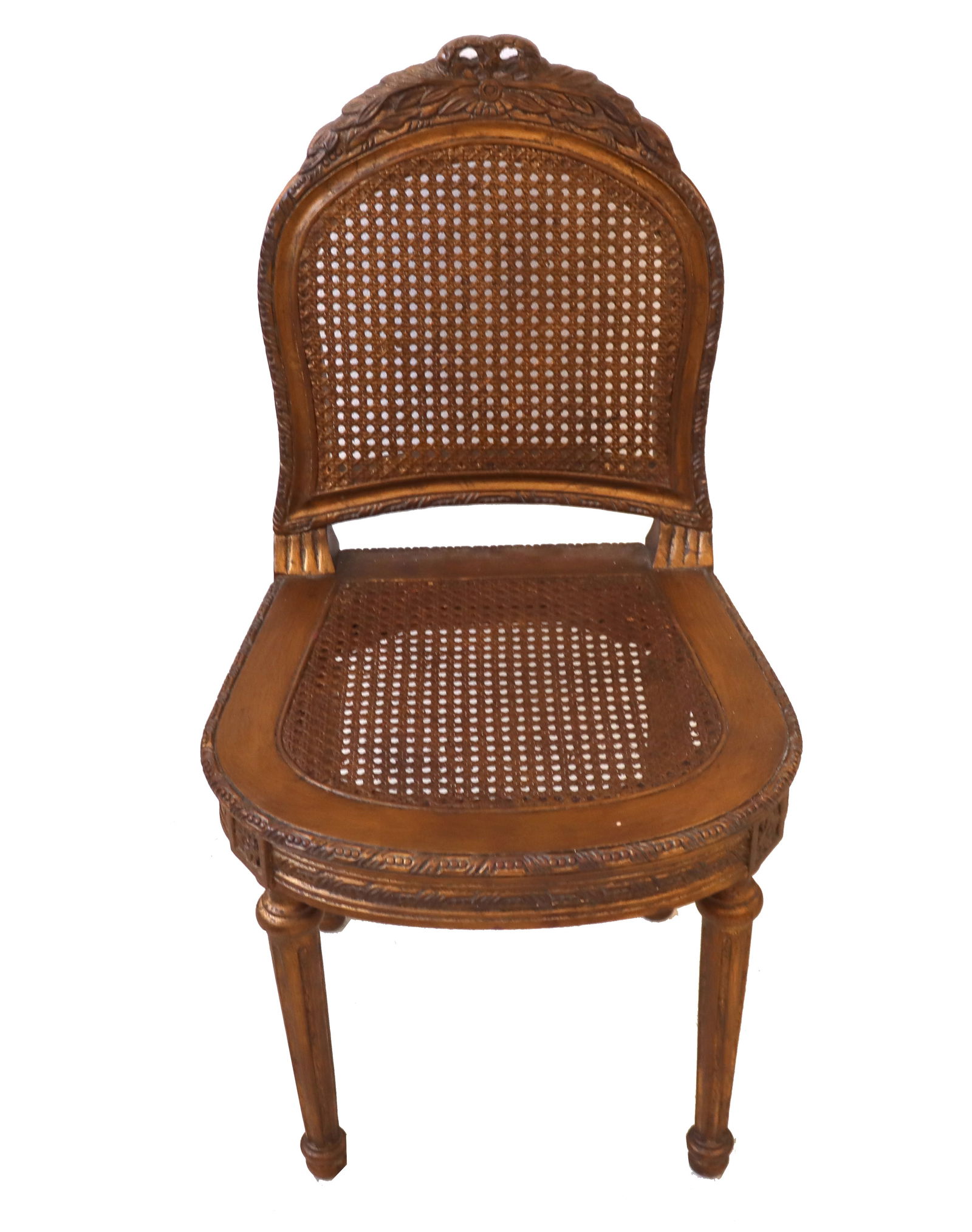 Antique Louis XVI Style Carved Gilt Cane Chair (1 of 15)