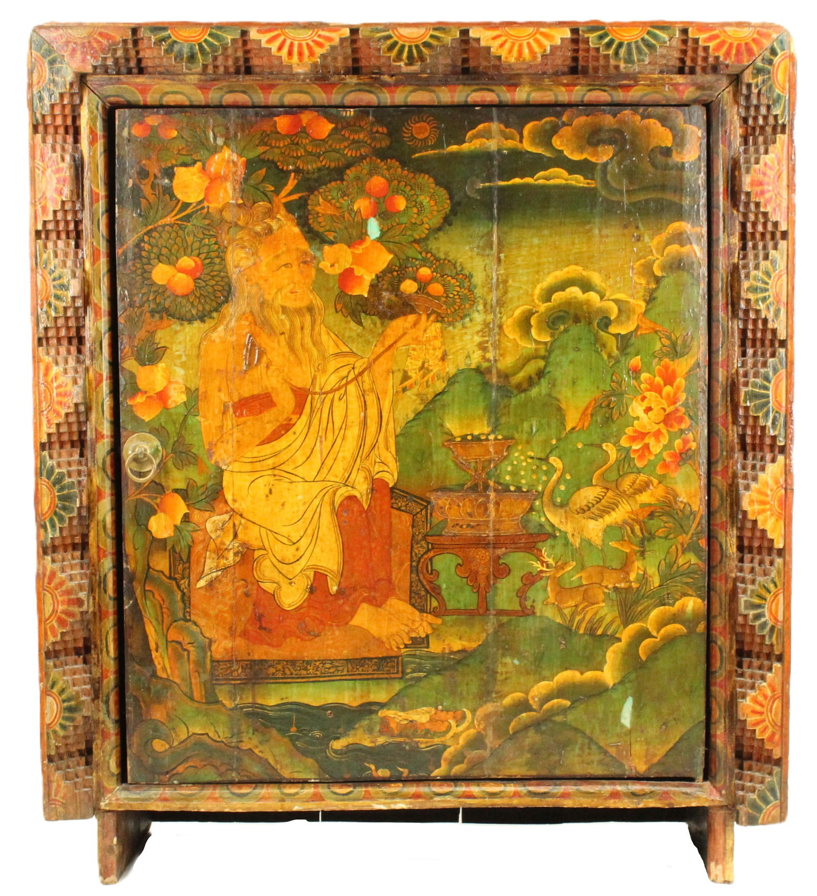 Tibetan Polychrome Carved Cabinet (1 of 20)