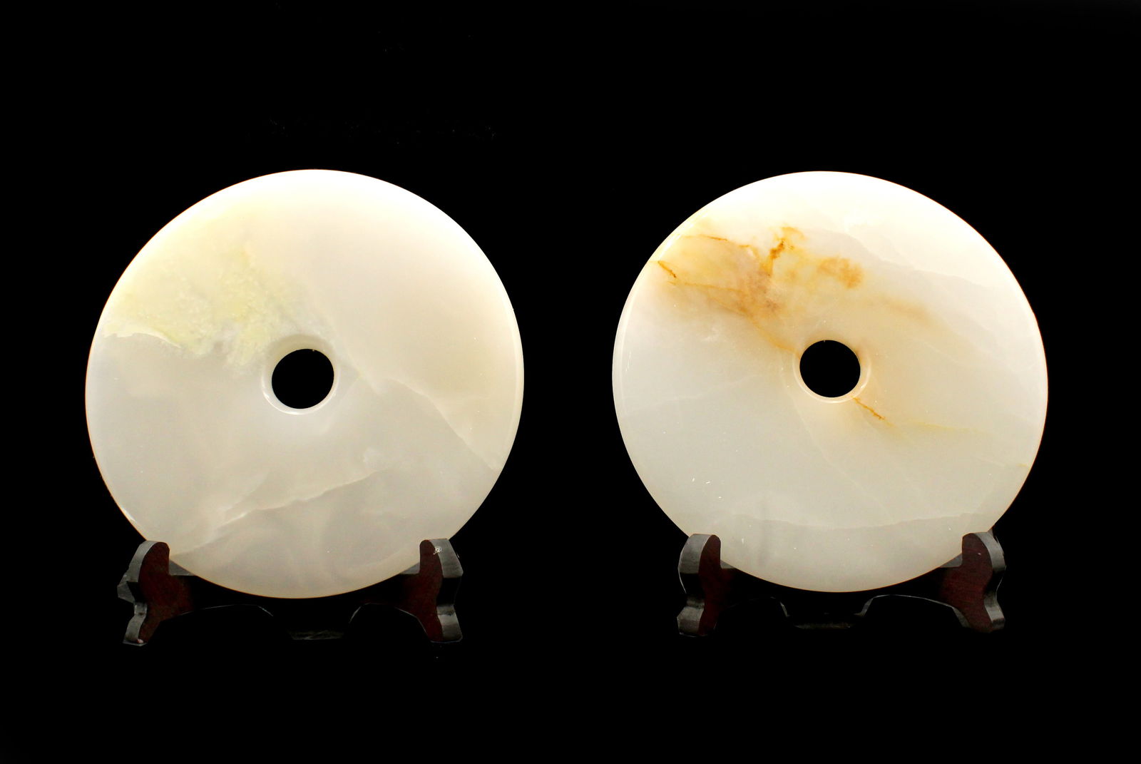 Pair of Chinese White Jade/Hardstone Bi (1 of 13)